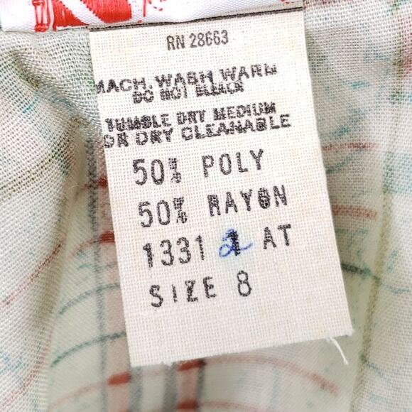 Vintage '70s Bradley Knitwear Green Plaid Patchwork Print Button Down Top Size M - Picture 12 of 16